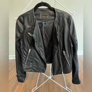 Blank NYC Collarless Black Faux Leather Moto Jacket